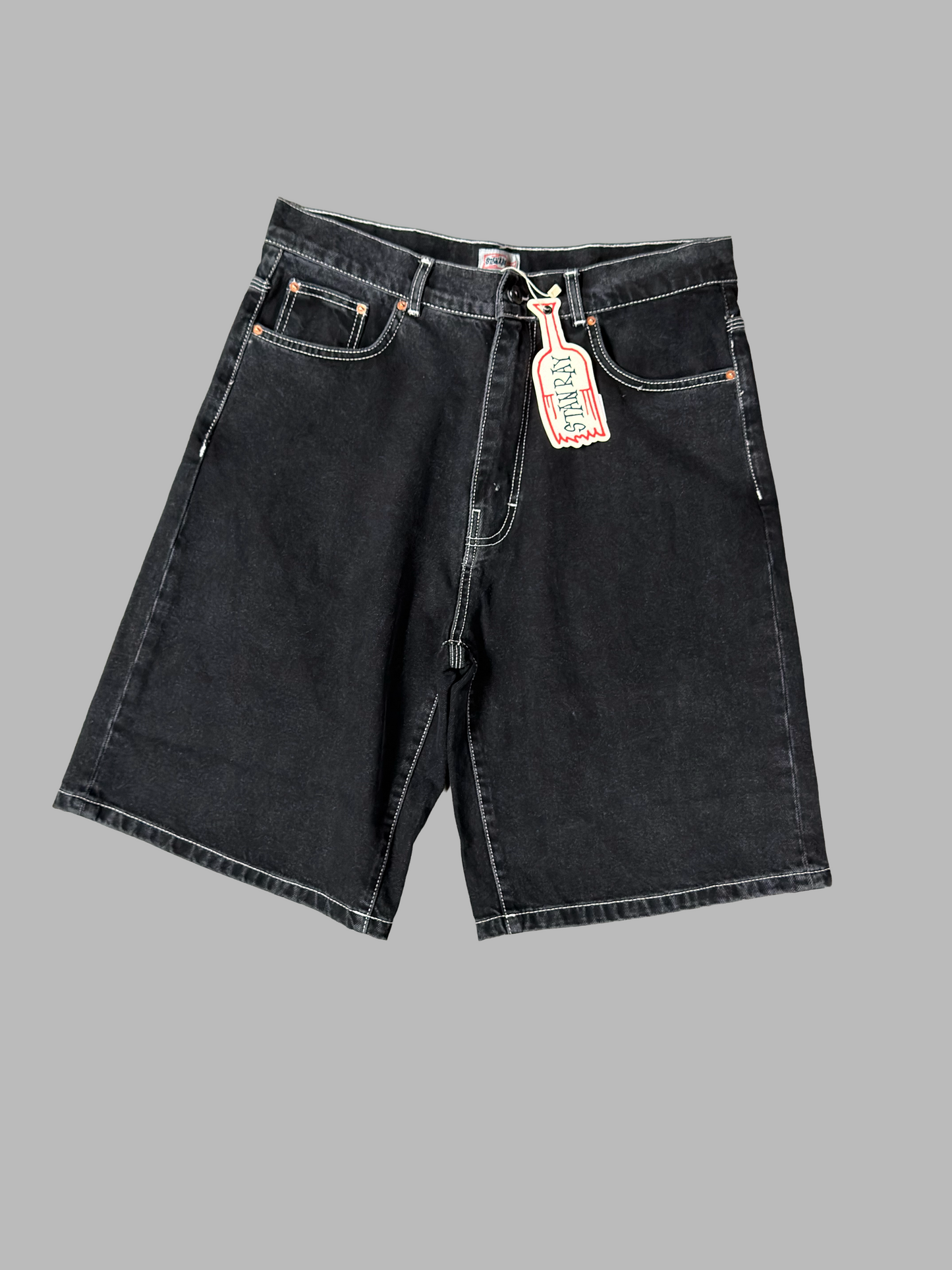 WIDE 5 SHORT - WASHED BLACK DENIM