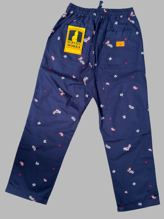 PAISLEY CHEF PANTS - BLEU ROYAL